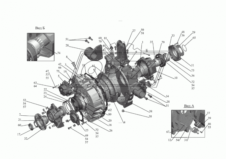 201.1721014-010 Картер понижающей передачи (делителя) в сб. со шпильками КПП 202 МАЗ