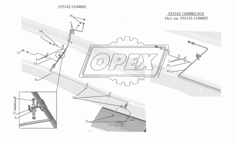 555142-1104607 Трубка ПВХ ф10; L=3000 Г=М16+К19/Г=М16+К19 МАЗ