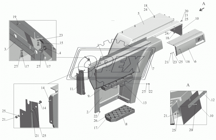 5550-8403015-010 Панель МАЗ подножки (крыла) внутренняя (левая) ОЗАА