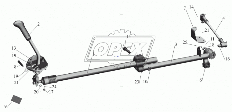 555035-1703448 Хвостовик рычага КПП L=505; кронштейн 30х75; 2отв.ф8; прямой МАЗ