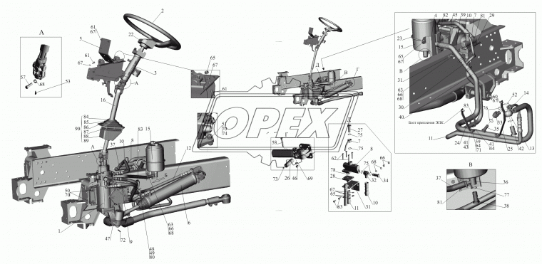 533632-3408011 Шланг РВД ф20 L=1250 Г=М20+К24/Г=М20+К24 БААЗ
