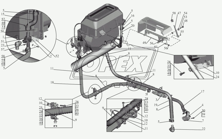 5551-8101036 Шланг L=1400мм (с независимым жидкостным подогревателем) МАЗ