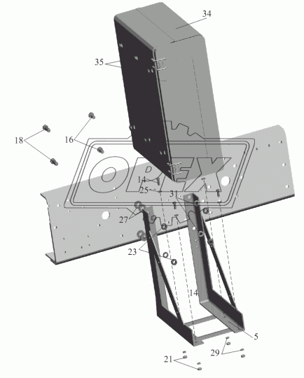 64221-8507140-01 Кронштейн крепления запасного колеса МАЗ в сборе (465х495х270) МАЗ