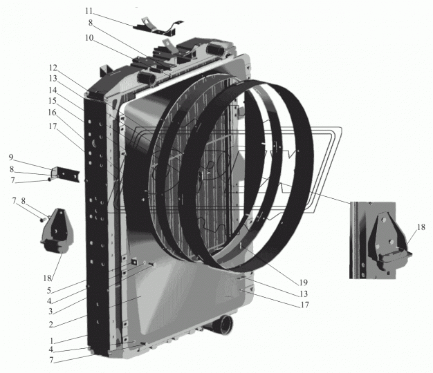543208-1301010-001 Радиатор водяной МАЗ (дв.7511); (медь 3-х рядн.)МАЗ-533608,543208,544008,5440А8,630308,651608 ШААЗ