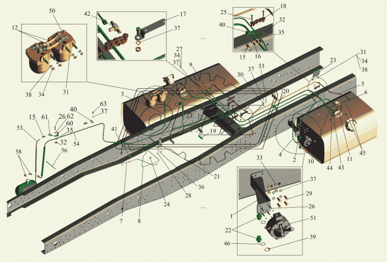 6317-1104710-01 Кран МАЗ перепускной топливного бака М20х1,75/Рвнутр=16х1,5/М16х1,5 МАЗ