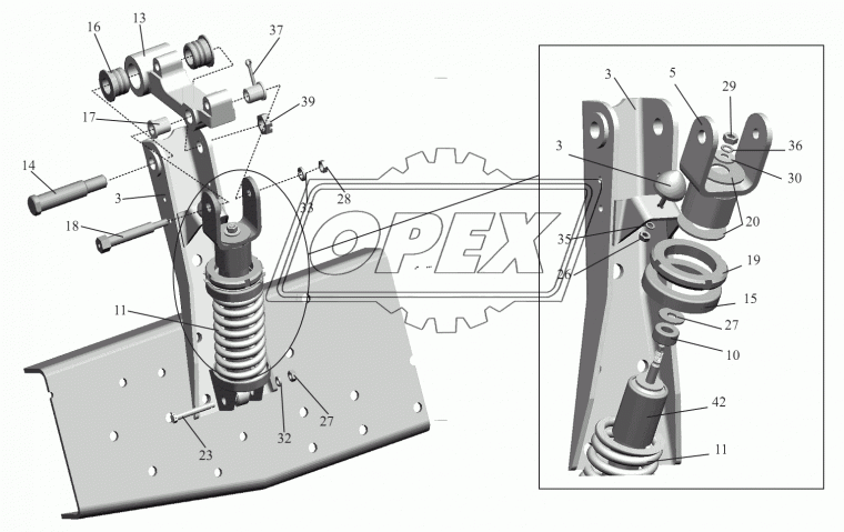 6430-5001906-040 Кронштейн заднего подрессоривания МАЗ (верхний, под пружину) БААЗ