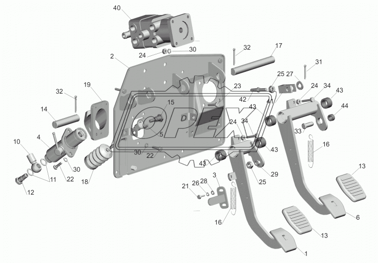 6430-1602140 Кронштейн (площадка) педалей и цилиндра сцепления МАЗ; L=300х440 МАЗ