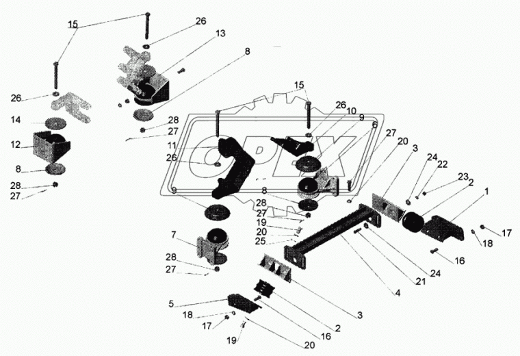 64302-1001042 Кронштейн боковой опоры двигателя МАЗ-MAN (правый) МАЗ