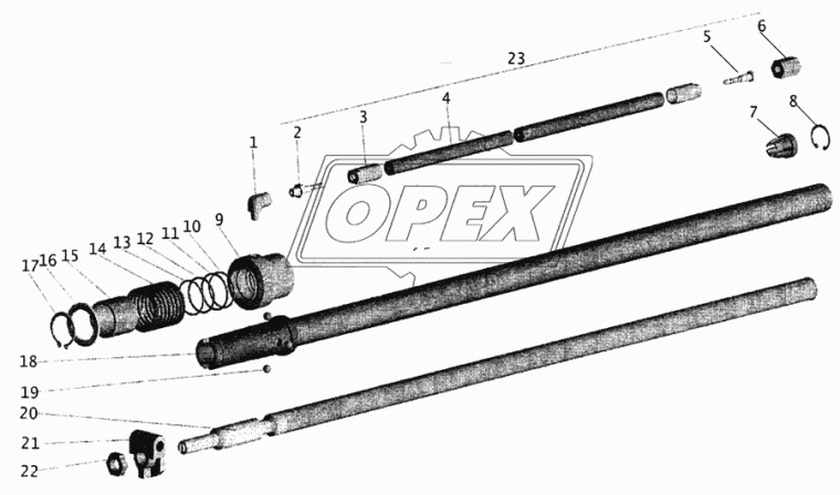 6430-1703486 Рукав ВД (шланг) механизма промежуточного МАЗ (L=1590 Г=М14+К19/Ш=М10+К14, ф15) БААЗ