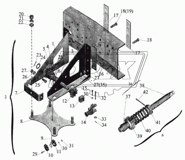 5440-3105060 Вал подъема запасного колеса МАЗ (L=305 мм.) для дискового колеса БААЗ
