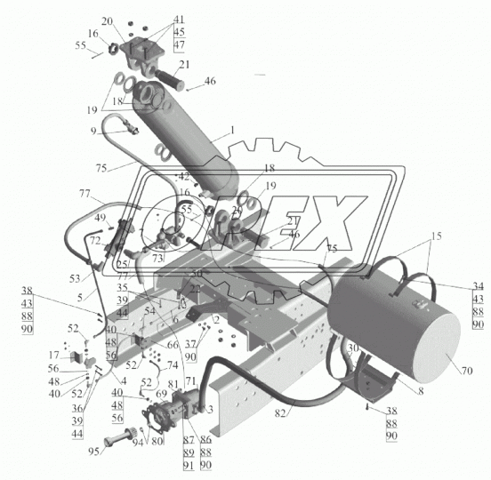 55165-8609020 Шланг МБС ф32х42 L=810 гидросистемы МАЗ