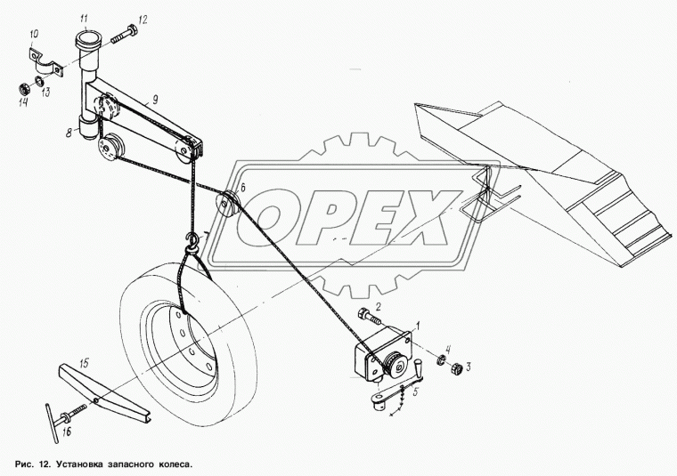 9506-3105165 Подъемник запасного колеса МАЗ ТАИМ
