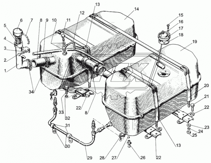 85-1101020 Бак топливный 800х350х330 90 л., голый с горловиной, левый МТЗ-1221 МТЗ РУП