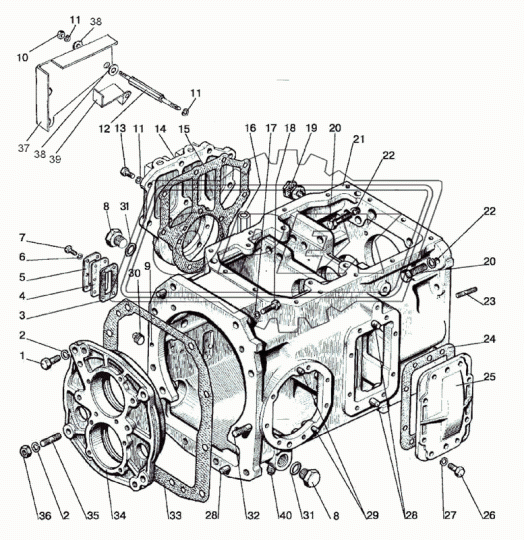 80-1701025-Б Корпус КПП (ШПИЛЬКИ М16) на МТЗ-1025 МТЗ РУП