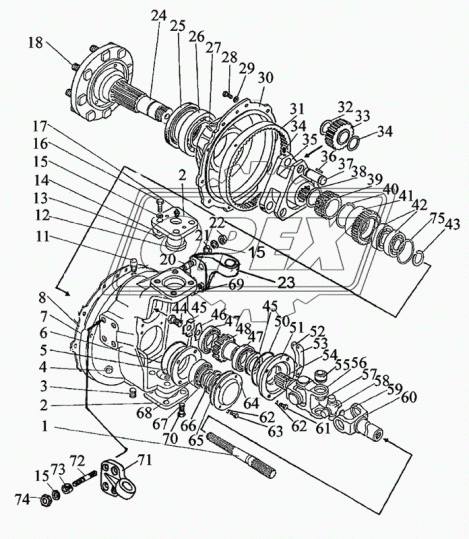1525-2308061-02 Шестерня Z=19 шлиц=12 h=90 D по зубьям=90 с проточками МЗШ
