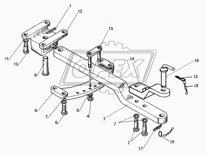 320-2707030-Б Скоба (сталь) L=90 h=70 М12х1,75 Р=25 крепления поперечины тягово-сцепн.устройства МТЗ РУП