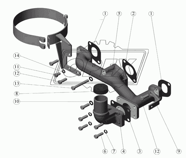 240-1008015-А1 Коллектор выпускной в сборе Д-243 ММЗ