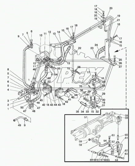 102-3407040 Трубка (сталь) ф26 L=590 под шланг ф26/фланец НШ10 МТЗ РУП