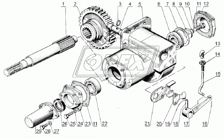 50-4204010 Вал отбора мощности боковой с 8-шлицевым хвостовиком в сборе ВОМ МТЗ РУП