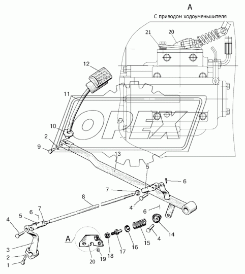 85-1602110-Б Тяга сцепления МТЗ-1221 в сборе с вилками, ф14, L=730 МТЗ РУП