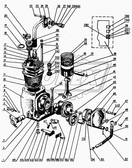 А29.01.100 Поршень компрессора А29.01.000в сборе с кольцами