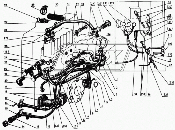 50-4607035-А Трубка (сталь) ф14; L=600, Г=М20+К24/под штуцер ф20 МТЗ РУП