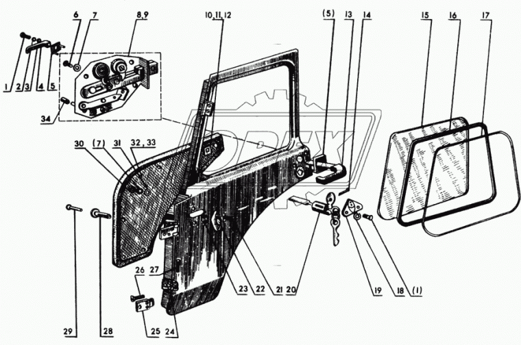 70-6708030 Дверь правая /каркас, малая кабина/МТЗ МТЗ РУП