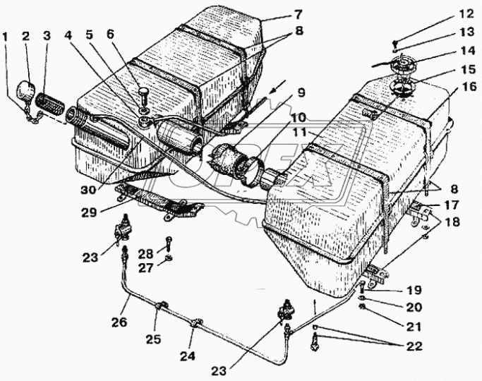 80-1101010 Бак топливный МТЗ правый 70л., голый (300х400х700) МТЗ РУП