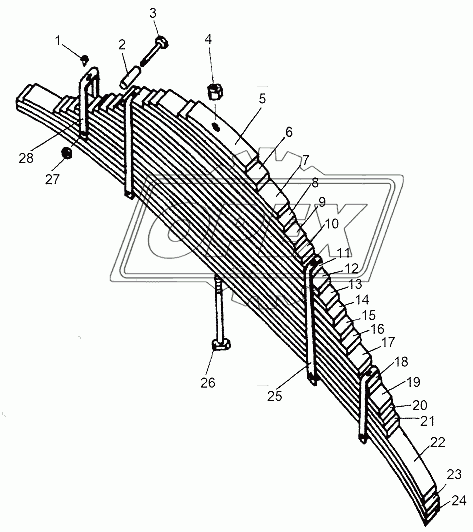 69237-2912103 Лист №3 рессоры МЗКТ задней (L=1470 мм., МЗКТ-65158) МАЗ