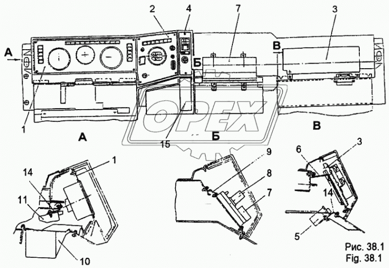 64221-3724414 Дно панели под щитком приборов большим ОЗАА