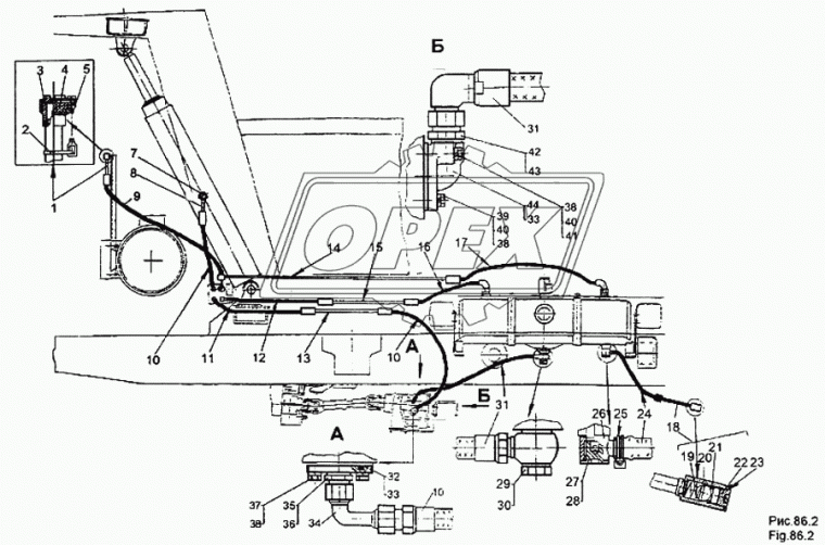 65158-8609380 Рукав ВД (шланг) гидроцилиндра подъема кузова самосвала МЗКТ 65158 Метрукав