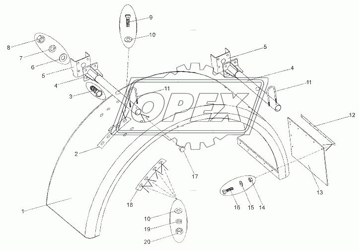 8926-8511061 Брызговик платформы РТИ большой 485х335 БРТ