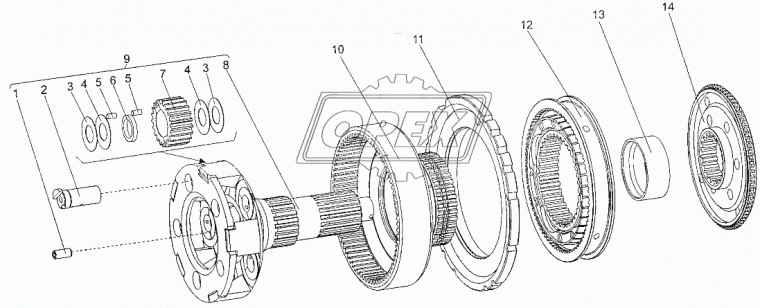 202-1721350 Шестерня коронная z=75х38 h=60 в сб. со ступицей h=95 в сб. с шестерней, подшипником и стопорным кольцом МАЗ