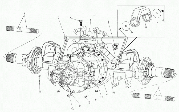 6923-2403071 Полуось ЗМ левая 3-х шлицевая; шлиц=18/18/18; L=1080 МЗКТ
