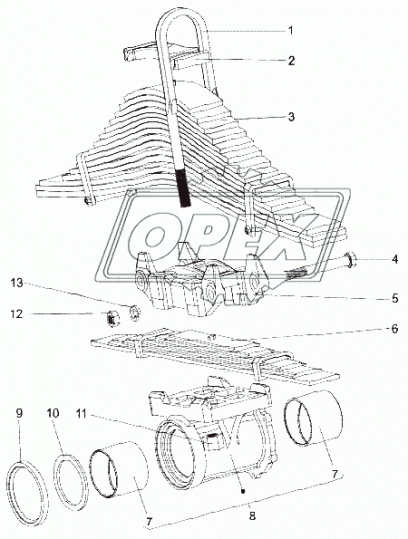 69237-2912408 Стремянка рессоры МЗКТ задней (L=455-470х105 М30х2; под 20 листовую) МАЗ
