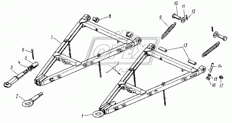 8527-2902478 Палец ушка пер.рессоры резьбовой ф40х180 L1=170 Рнаруж=М27х1,5 КАМАЗ-УВК
