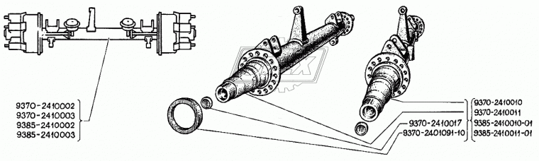 9385-2410003 Ось со ступицами и тормозами МАЗ