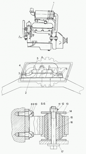 4320Я-1001029 Подушка опоры двигателя передняя верхняя,КПП нижняя МАЗ (L=275х54, h=62 (РТИ) Урал