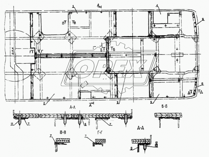 3205-5000014 Кузов-каркас окраш.,ЗМЗ-5234.00,4ст.КПП,мост КААЗ,1-дверн(1пневм.дверь+зап.выход) ПАЗ