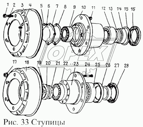 3205-3103010 Ступица перед.колеса с барабаном (прав.) ПАЗ