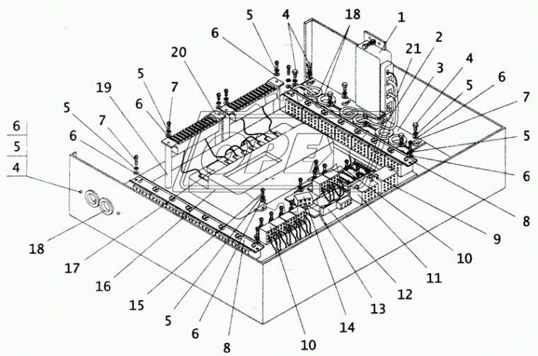 23.3722-01 Блок предохранителей и реле (без БСК) МАЗ-5337 (БСК, узкое, Н=20, 310х155) АВАР