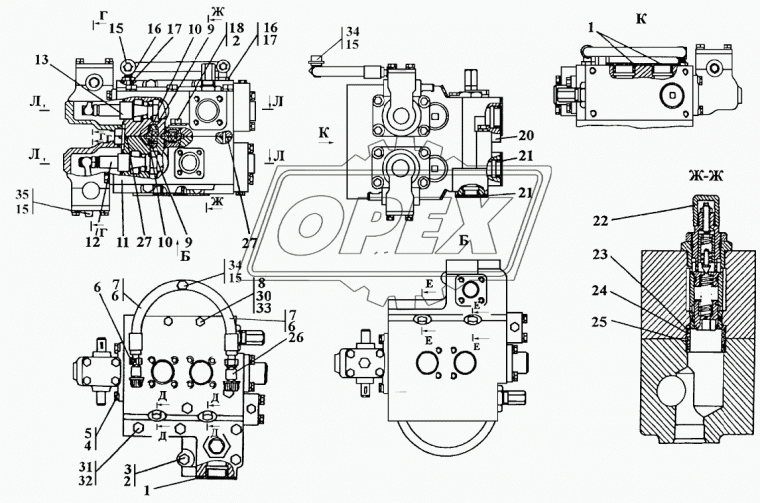 300208 Фитинг (крестовина) Рнаруж=М10х1/М18х1,5/М20х1,75/М22х1,5 L=55х49 соединительная