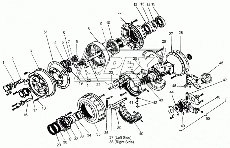 700.2300020-1 Рычаг тормоза(трещетка) регулир.прямой не автомат узкий шлиц L=225, 14шлиц. ПТЗ