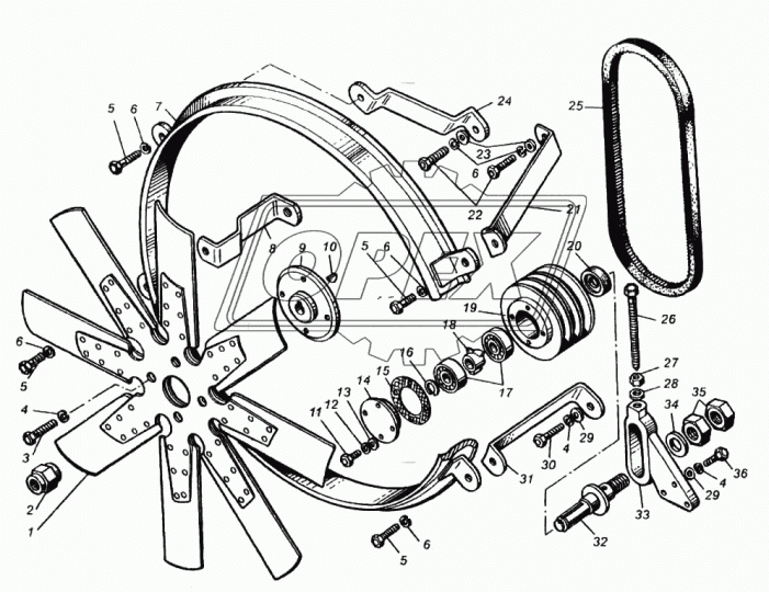 841.1308116 Ось крепления шкива натяжного устройства дв.ТМЗ-8424,8431,8481,8435,85226,8522 ТМЗ