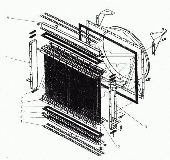 700.1301035 Прокладка прямоуг. 90х1070; 74отв.ф8, бачка радиатора (К700,701) ВАТИ