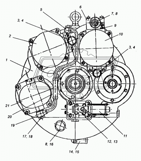 700А.1602039 Фланец НШ-100(71) выпускной; (чугун) Рвнутр=М36х1,5; 105х105; 4отв.ф13, h=67, углол ПТЗ