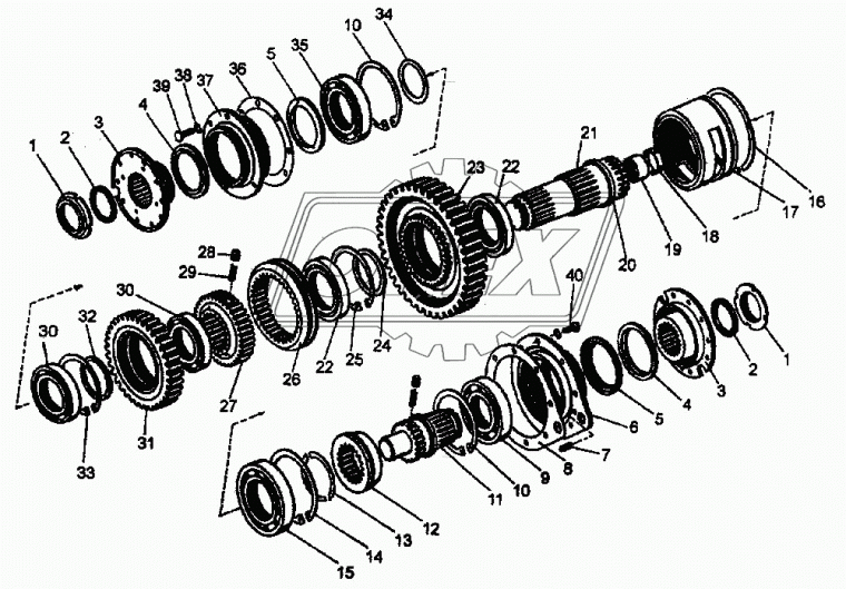 700.1701160 Фланец ф210; внутр.шлиц=34; h=55; 10отв.ф13 в сборе с маслоотражателем ПТЗ