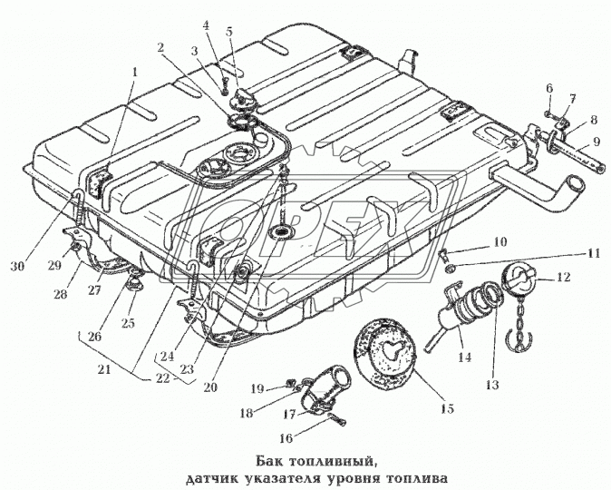 24-1101010-01 Бак топливный (55л) 770х800х100 голый (995х778х292) ГАЗ