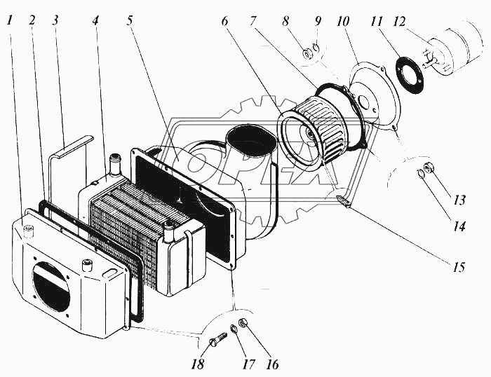 ОТ2.13.010 Радиатор отопителя 4-рядн., 2хd=16 105х95х185 без краника /унифиц./ ДТ-75,ЛТЗ-60,МТЗ,ДОН,Нива,Т-170,130 Композит
