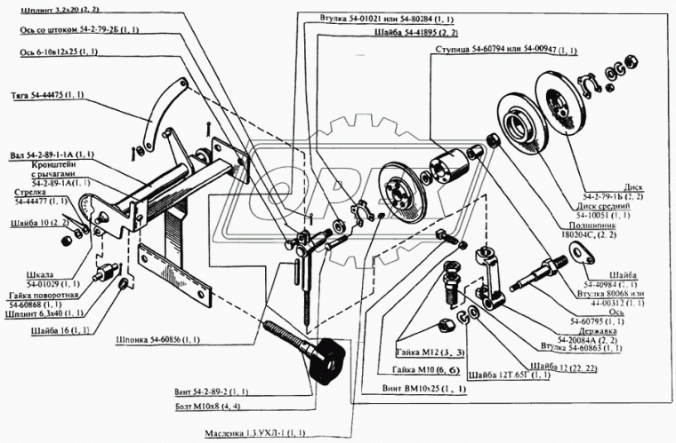 54-60868 Гайка С/И поворотная вала механизма регулировки вариатора ДОН-1200